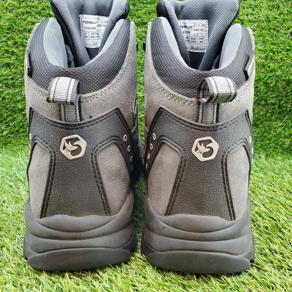Foxelli 13939M SIZE 10 WIDE Men's Waterproof Hiking Boots Suede Gray